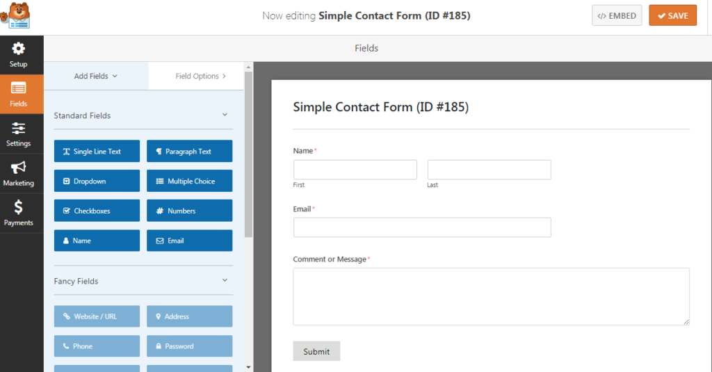 WordPress contact form