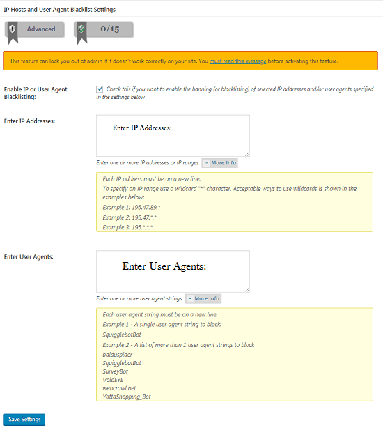 All In One WP Security & Firewall Plugin Settings