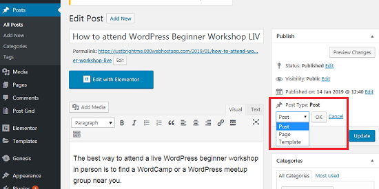 WordPress Page Ko Post ya Vice-versa Change Kaise Kare