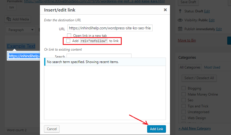 WordPress Me Nofollow Links Add Kaise Kare