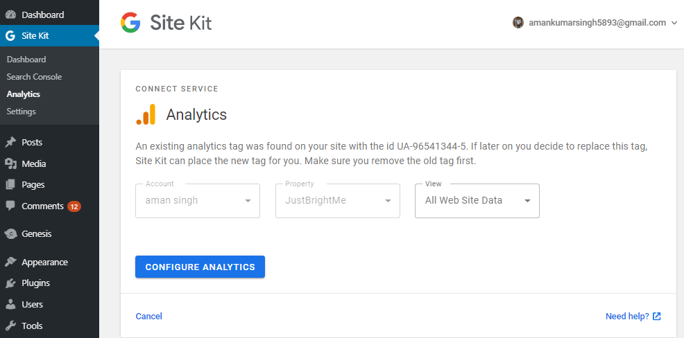 Google Site Kit Setup