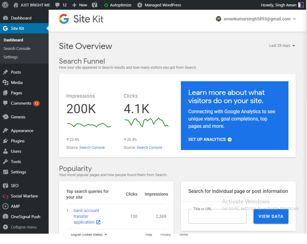 Google Site Kit Setup