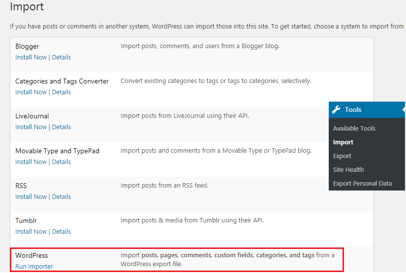 Import your WordPress site