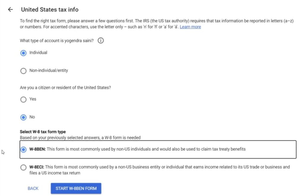 Submit your tax information to Google