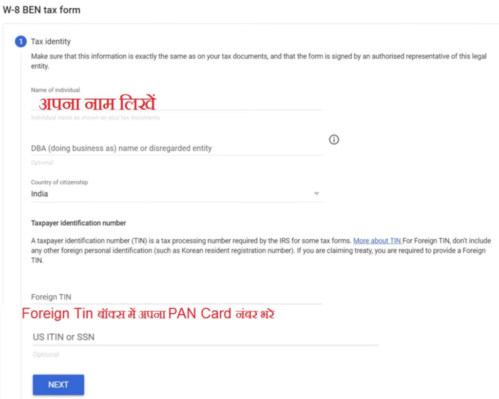 Submit your tax information to Google