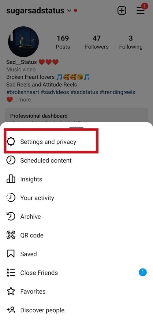 click on Settings and privacy - InHindiHelp