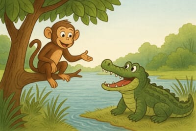 bandar aur magarmach ki kahani