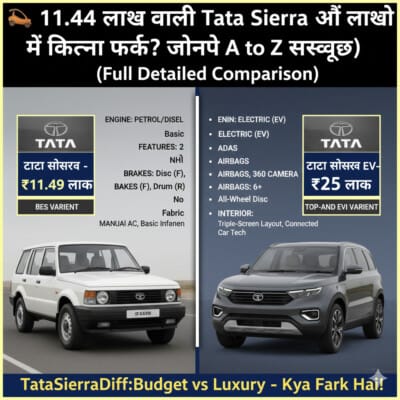 🚗 11.49 लाख वाली Tata Sierra और 25 लाख वाली में कितना फर्क जानिए A to Z सबकुछ (Full Detailed Comparison)