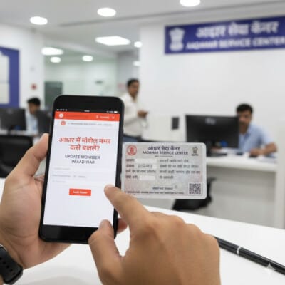 आधार में मोबाइल नंबर कैसे बदलें